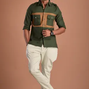 Forest Green Hunt in Style Shirt | Premium Men's Sportswear | Classic Outdoor Design | Comfortable Cotton Fabric | Size 36-44